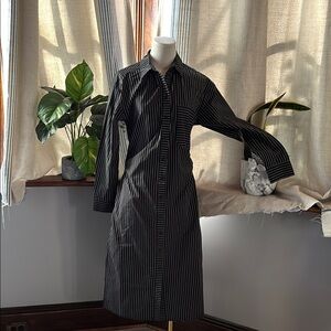 Black Striped Shirt Dress